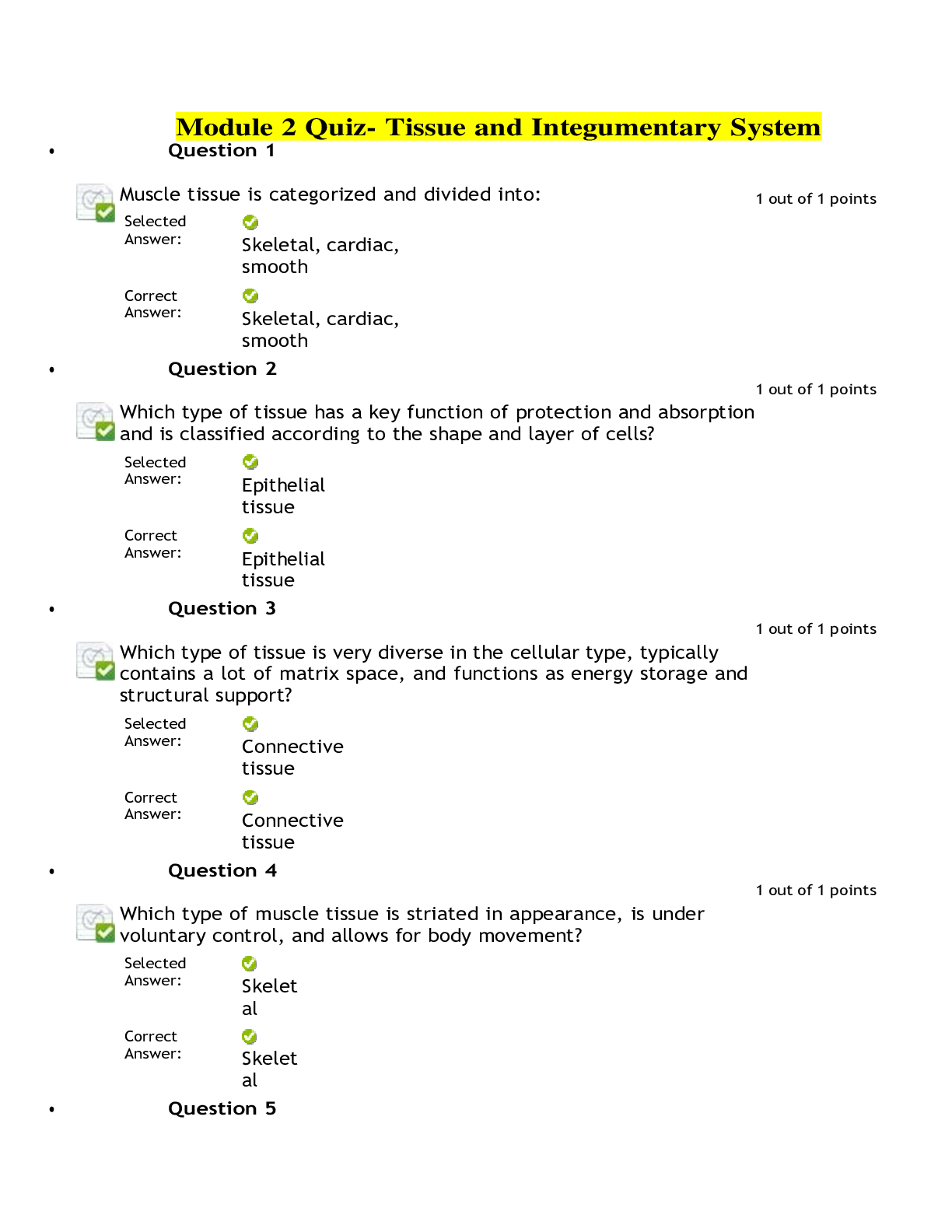 Preview of G 150/PHA Module 02 - Tissues, Integumentary System, and Skeletal System Assignments Revie